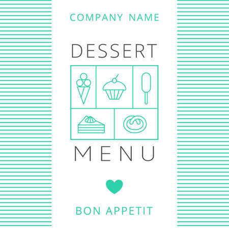 Dessert Menu Card Design template. Vector illustration.のイラスト素材