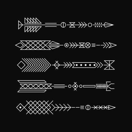 Hipster arrows. Abstract elements for tattoo and design. Vector illustration.のイラスト素材