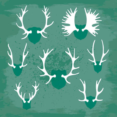 Set horns silhouettes for design. Vector illustration.のイラスト素材