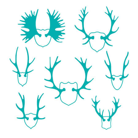 Set horns silhouettes for design. Vector illustration.のイラスト素材