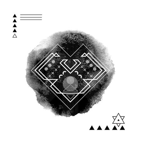 Geometric Hipster Print Heart . Futuristic Line Design. Vector Illustration.のイラスト素材