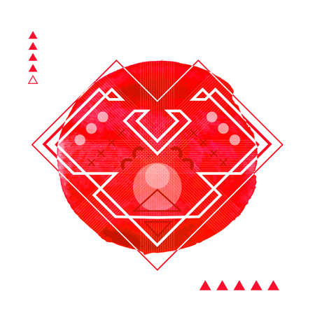Geometric Hipster Print Heart . Futuristic Line Design. Vector Illustration.のイラスト素材