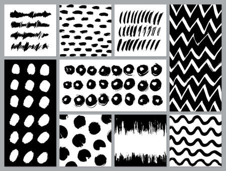 Set of creative cards with blots and scribbles. Vector illustration.のイラスト素材