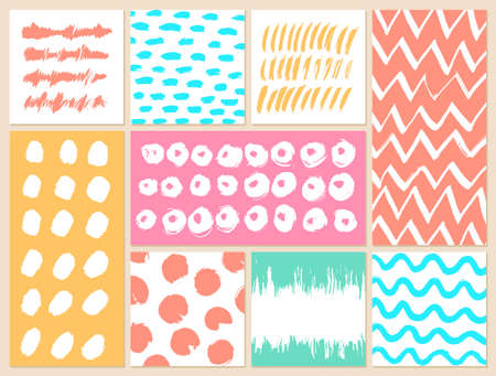 Set of creative cards with blots and scribbles. Vector illustration.のイラスト素材