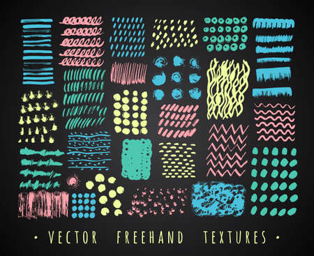 Set Creative Freehand Isolated Textures. Vector Illustrationのイラスト素材