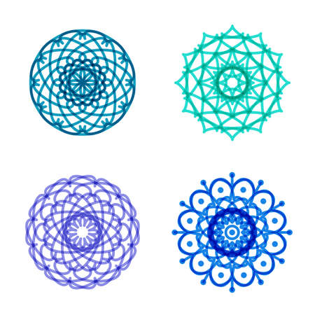 Ornament round set with mandala. Geometric circle isolated element in vector.のイラスト素材