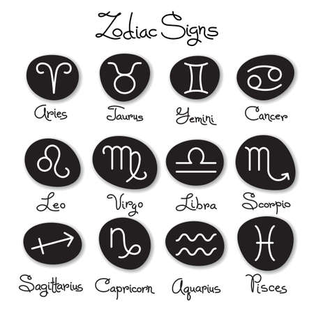 Set of simple zodiac signs with captions.のイラスト素材