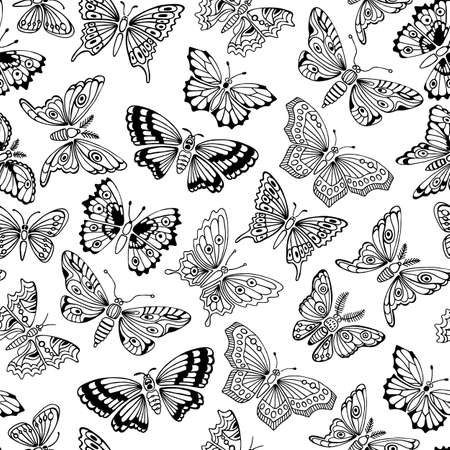 Seamless pattern with decorative butterflies. Vector illustration.のイラスト素材