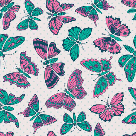 Seamless pattern with decorative butterflies. Vector illustration.のイラスト素材