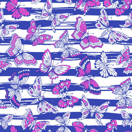 Seamless pattern with decorative butterflies. Vector illustration.のイラスト素材