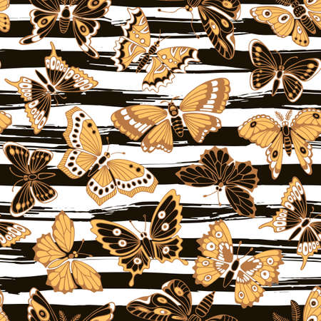 Seamless pattern with decorative butterflies. Vector illustration.のイラスト素材