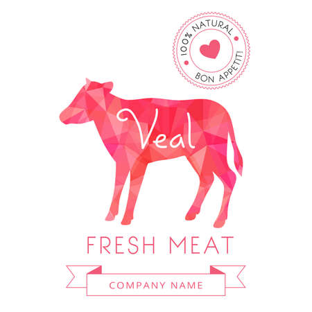 Image meat symbol veal silhouettes of animal for design menus, recipes and packages product. Vector Illustration.のイラスト素材