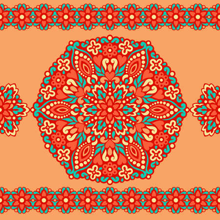 Seamless background with abstract ethnic pattern.のイラスト素材