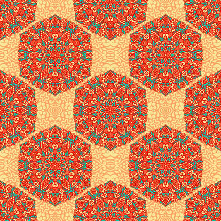 Seamless background with abstract ethnic pattern. Vector illustration.のイラスト素材