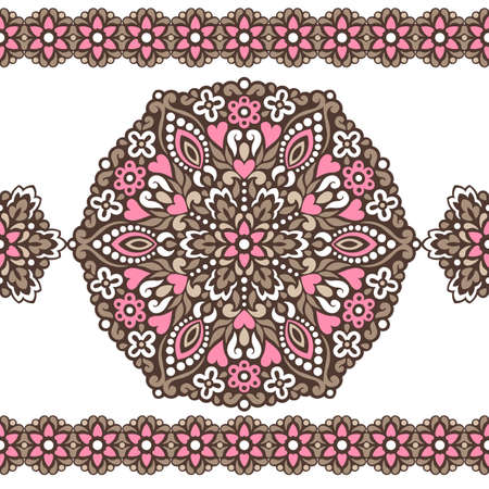 Seamless background with abstract ethnic pattern. Vector illustration.のイラスト素材