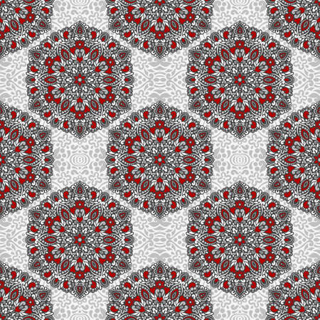 Seamless background with abstract ethnic pattern. Vector illustration.のイラスト素材