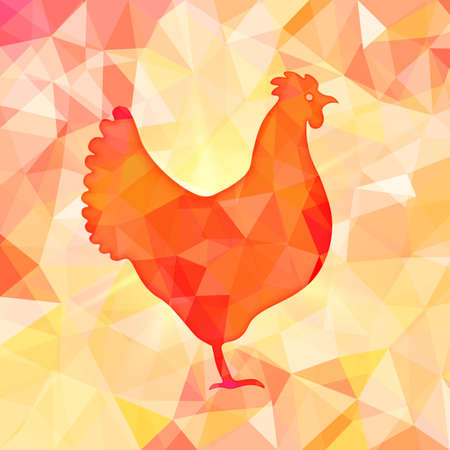 Bright polygon illustration of a hen. Happy Chinese New Year cards. Perfect for decoration designs festive banners, postcards, posters.  illustration.のイラスト素材