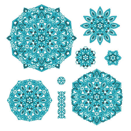 Abstract Flower Patterns. Decorative ethnic elements for design.  illustration.のイラスト素材