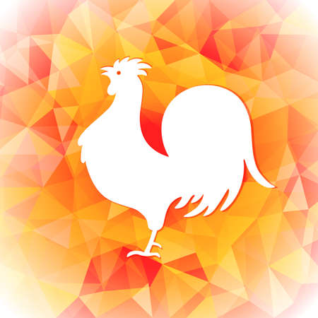 Bright polygon illustration of a rooster. Happy Chinese New Year cards. Perfect for decoration designs festive banners, postcards, posters.  illustration.の素材 [FY31065864063]