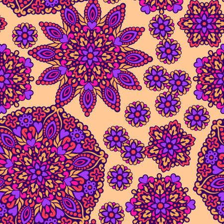 Seamless background with abstract ethnic pattern. Vector illustration.のイラスト素材