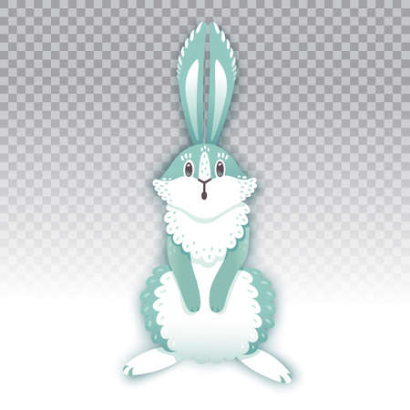 Surprised cartoon rabbit. Funny bunny. Cute hare. Vector illustration grouped and layered for easy editingのイラスト素材