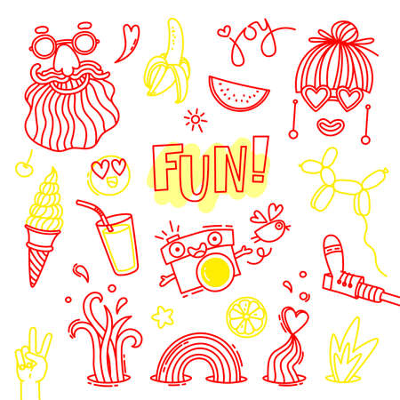 Fun and joy of emotion. Hippie style of life. Set of vector elements for designのイラスト素材