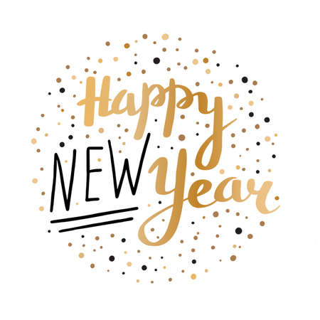 Inscription Happy New Year. Greeting card. Vector illustrationのイラスト素材