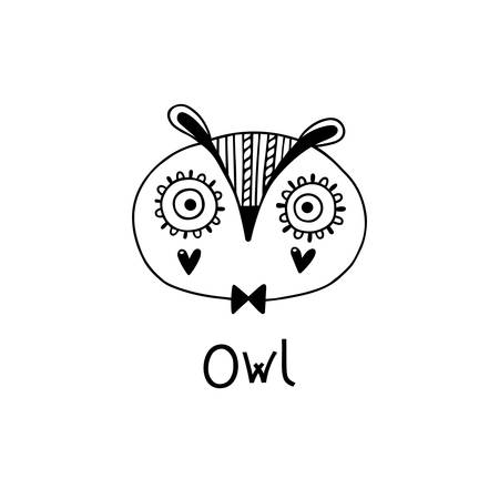 Cute, simple owl face cartoon style. Vector illustrationのイラスト素材