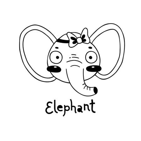 Cute, simple elephant face cartoon style. Vector illustrationのイラスト素材