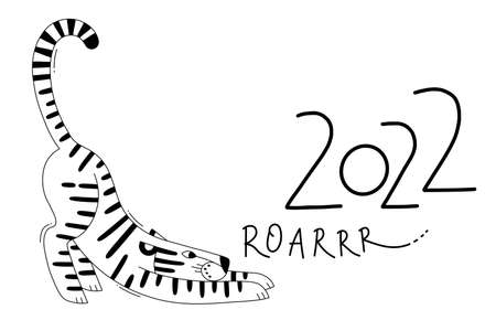 The Tiger is the Zodiac Symbol of the 2022 New Year. Vector illustration.のイラスト素材