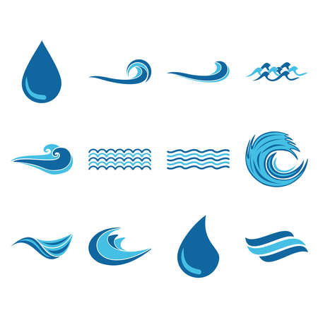 water icon, water wave icon vector symbol isolated illustrations white backgroundのイラスト素材