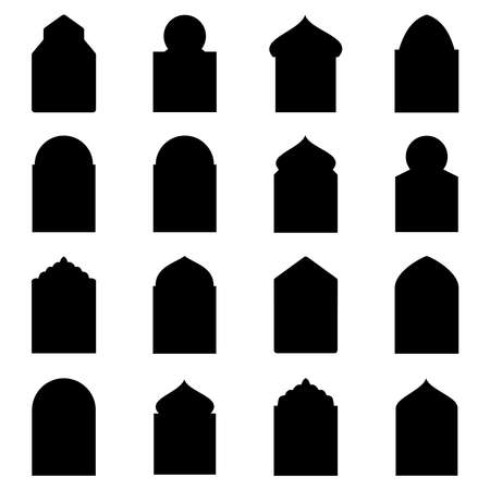 Islamic window icon set, islamic window vector setのイラスト素材