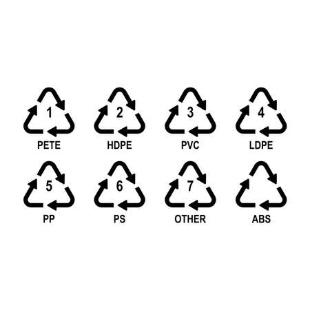 plastic recycle icon set, plastic recycle vector set sign symbolのイラスト素材