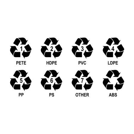 plastic recycle icon set, plastic recycle vector set sign symbolのイラスト素材