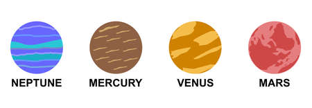 planet icon set, solar system icon set vector symbol flat designのイラスト素材