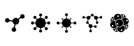 atom, molecule, DNA icon set vector sign symbolのイラスト素材