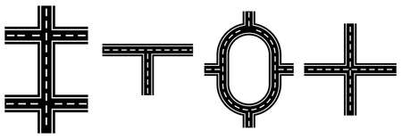 street and road icon set, street and road vector highway asphaltのイラスト素材