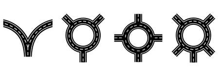 street and road icon set, street and road vector highway asphaltのイラスト素材