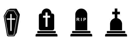 Halloween icon set, coffin and tombstone icon vector set sign symbol