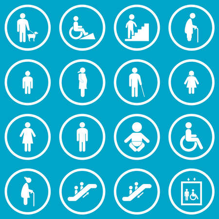 people accessibility sign icon set vector symbol illustrations isolated white backgroundのイラスト素材