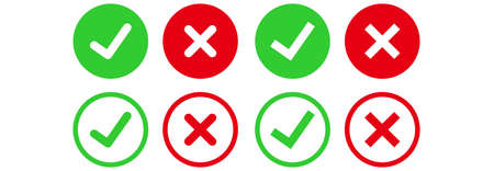 check mark and cross mark icon vector sign symbolのイラスト素材