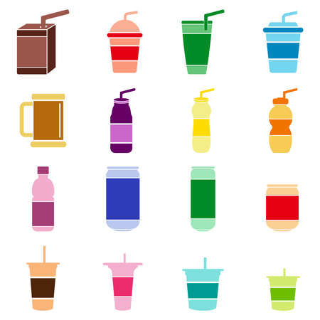 drink packaging icon set vector flat design sign symbolのイラスト素材