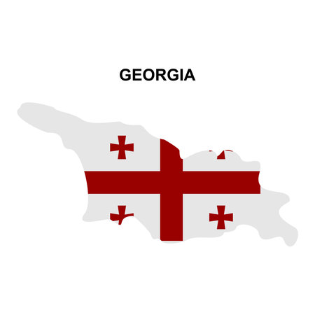 Map of Georgia with national flag icon vector symbol.のイラスト素材