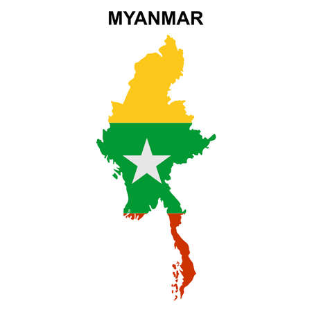 maps of Myanmar with national flags icon vector symbolのイラスト素材