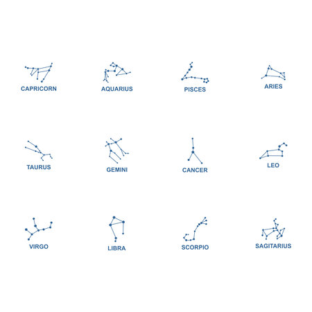 star zodiac constellations icon set vector sign symbolのイラスト素材