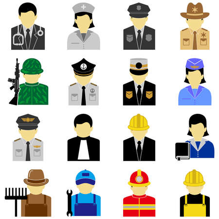 people profession icon set different profession flat design vector symbolのイラスト素材