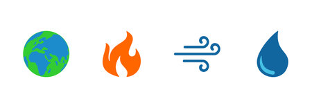 four element of nature icon set vector sign symbolのイラスト素材