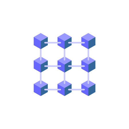 blockchain icon set, blockchain vector set flat design sign symbolのイラスト素材