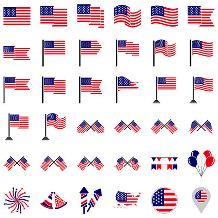 independence day of United states of America icon set vector sign symbolのイラスト素材