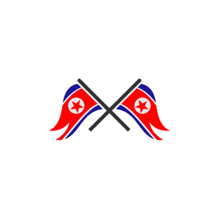 North Korea flags icon set, North Korea independence day icon set vector sign symbolのイラスト素材
